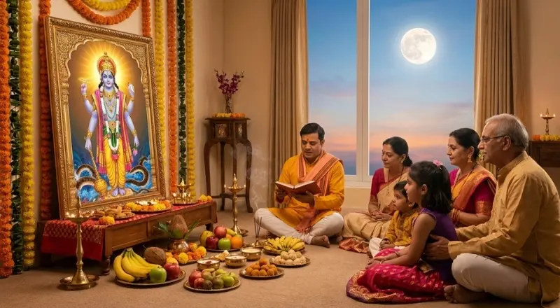 Satyanarayan Puja at home Bangalore - Traditional North Indian Hindi Pandit performing Vishnu katha puja